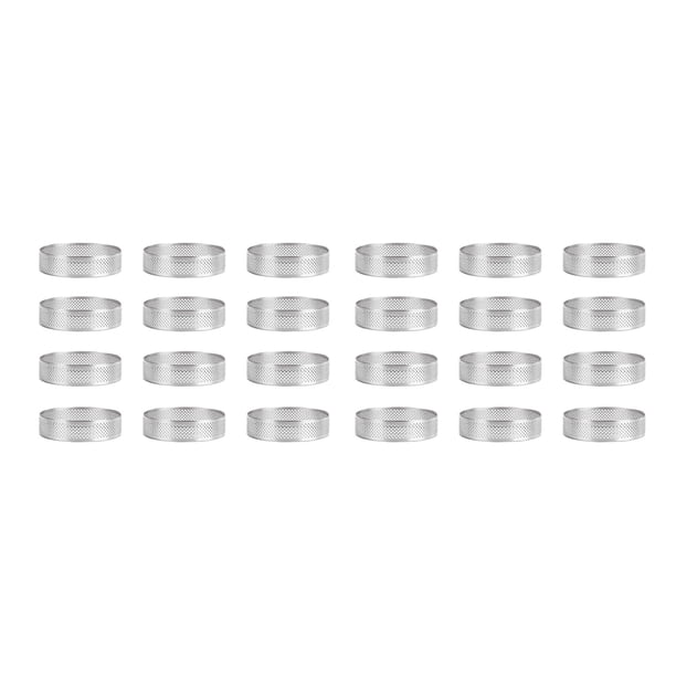 Paquete de 24 Anillos de Tarta de Acero Inoxidable de 3 Pulgadas, Anillo de Mousse de Pastel Perforado, Molde de Anillo de Pastel, Herramientas Redondas para Hornear Pasteles
