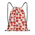 thumbnail image 1 of Xecao Red Strawberry Pattern Sports Drawstring Backpack - String Swim Gym Bag with Wet Proof Pocket for Women&Men-Small, 1 of 6