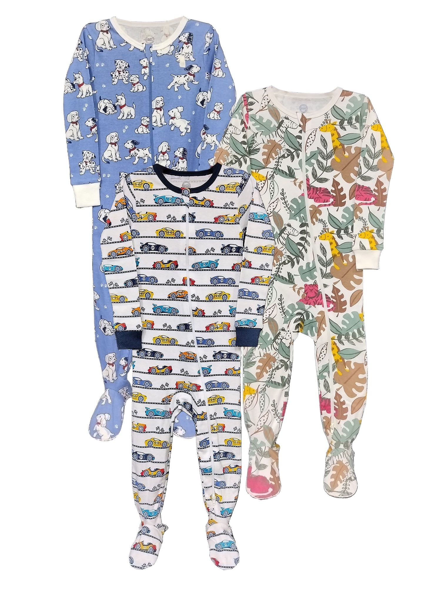 Wonder Nation Infant Boys Cotton Snug Fit Sleep 'N Play, 3Pack, Sizes