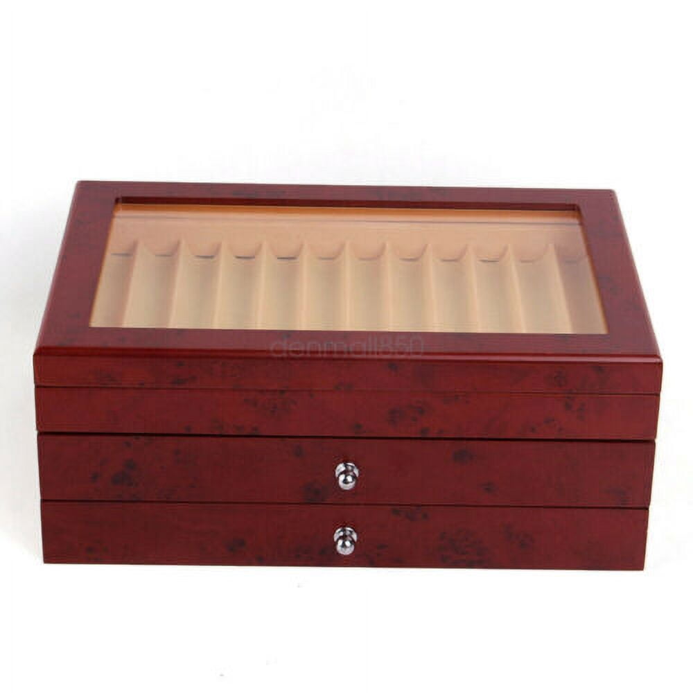 3 Layer 34 Slot Fountain Pen Display box wood Collector Storage Organizer Case