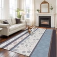 thumbnail image 2 of 5'x8' Area Rugs, Blue Brown Stripes Indoor Outdoor Area Rug for Living Room Bedroom, Abstract Geometric Spring Flowers Country Washable Bathroom Rugs Kitchen Floor Carpet Mats Home Decor Aesthetic, 2 of 8