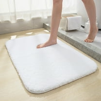 SSKDBFJG Bathroom Rug Mat, Extra Soft and Absorbent Bath Rugs, Washable Non-Slip Carpet Mat for Bathroom Floor, Tub, Shower Room,White （24"x16"）