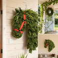 thumbnail image 5 of Handwoven Horse Head Wreath – Rustic Farmhouse Equestrian Christmas Decor, Front Door Wreath with Velvet Bow, Ideal for Holiday Decor & Horse Enthusiasts, 5 of 11
