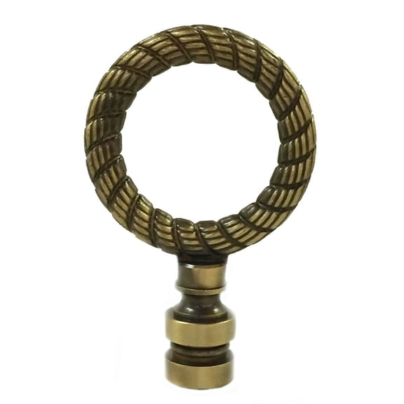 Royal Designs, Inc. Rope Wreath Lamp Finial for Lamp Shade, F-5003AB-1, Antique Brass, Single