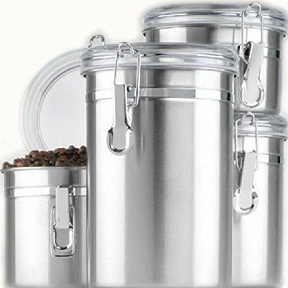 Anchor Hocking Round Stainless Steel Canister Set with Clear Acrylic Lid and Locking Clamp, 4-Piece Set - Piece Stainless Steel Canister Set - image 2 of 7