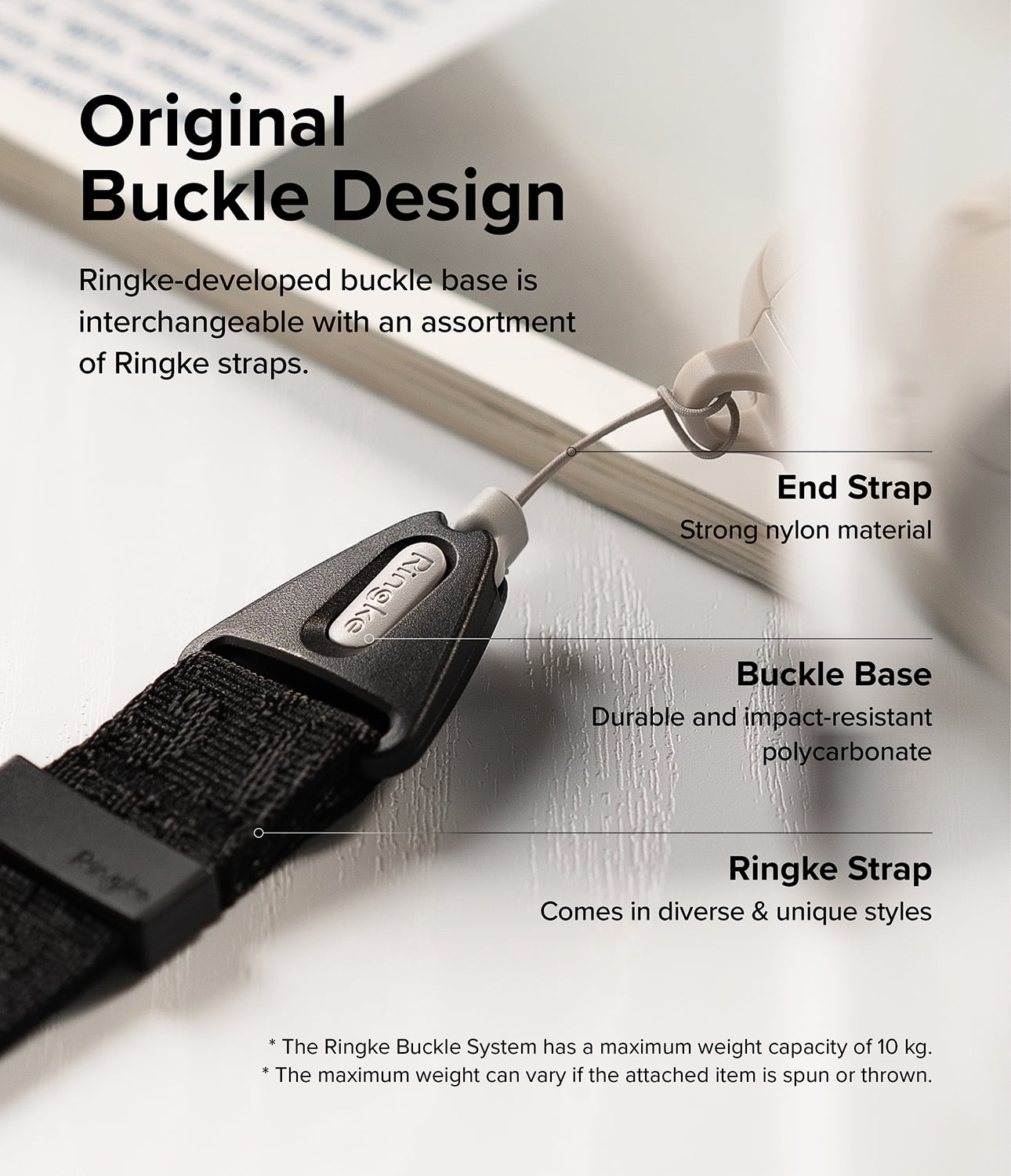 Ringke Shoulder Strap Designed for Cell Phone Cases, Keys, Cameras & ID QuikCatch Lanyard Adjustable Crossbody String - Lettering Black 2