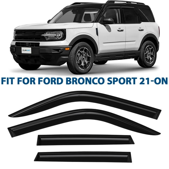 CLIM ART Incredibly Durable Rain Guards for Ford Bronco Sport 2021-2026, Original Tape-on Window Deflectors, Vent Deflector, Window Visors, Car Accessories, 4 pcs. - 421293