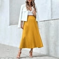 thumbnail image 6 of Byworldtasic Womens Pleated Midi Skirts Womens Aline Long High Elastic Waisted Summer Flowy Chiffon Swing Skirt, 6 of 9