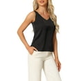 thumbnail image 4 of INSPIRE CHIC Women's Satin Tank Top V Neck Basic Silky Double Strap Sleeveless Blouse M Black, 4 of 6