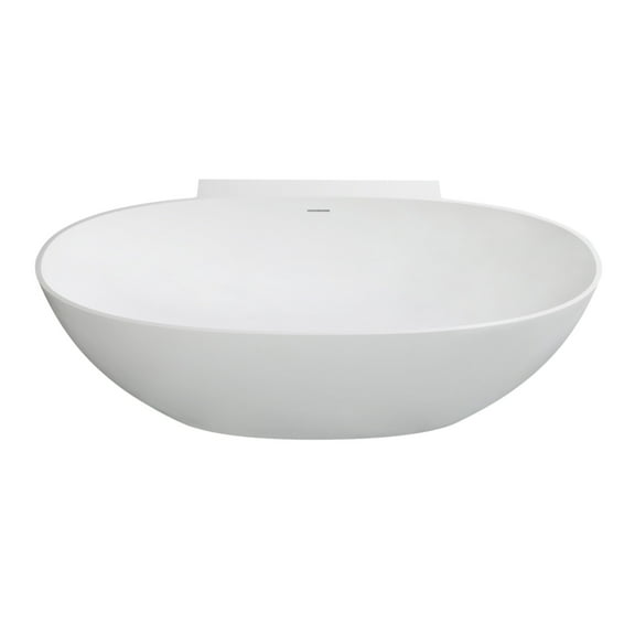 Kingston Brass VRTRS713522 71-Inch Solid Surface Oval Double Ended Freestanding Tub with Drain in Matte White