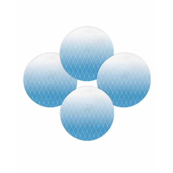 Round Placemats Set of 4 Blue Geometric Lines Place Mats Washable Woven Placemat Gradient Abstract Circle Braided Table Mat for Kitchen Dining Table Party Home Decor 15 Inch