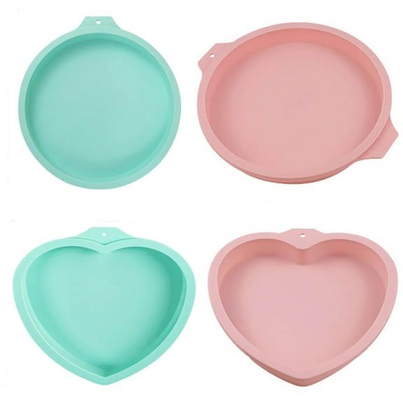 Cheers.US 6/8 inch Heart Shaped Silicone Cake Pans, Baking Pan Baking Mold Set, Cake Pans Sets for Baking, Non-Stick Layer Cake Pan, Silicone Cake Mold for Layer Cakes