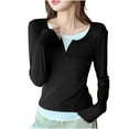 thumbnail image 2 of Aloohaidyvio Long Sleeve T Shirts for Women No Boundaries Ribbed Knit Slim Fitted Basic Casual Going Out Tops, 2 of 8