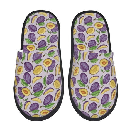 Balery Plum Slient Indoor Furry Fleece Comfort House Shoes Soft Non-Slip Home Shoes Cotton slippers House Slippers-- Medium
