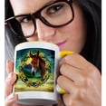 thumbnail image 2 of 3drose, Mule Surrounded by a Wreath of Yellow Jasmine Tattoo Style Art, 11oz Two-tone Yellow Mug, 2 of 6
