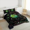 thumbnail image 3 of Manfei Moon Skeleton Skull Queen Comforter Set, Damask Flower Print Bedding Comforter Set, Mystic Boho Moon Stars Galaxy Reversible Bedding Set, Breathable Home Decor, 3pcs, 3 of 8