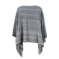 thumbnail image 4 of Xfvqtps Womens Cape Pullover Round Neck Fringed Cuff Knitting Stripe Comfortable Soft Sweater Fashion Casual Warm Fall and Winter Top Gray, 4 of 5