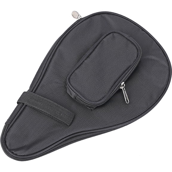 BESTYASH Durable Table Tennis Racket Bag in Black Oxford Cloth with Side Pouch for Paddle and Accessories