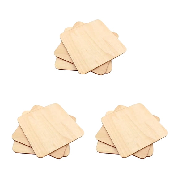 Masteelf 30 Pieces  3 X 3 Inch DIY Wood Pieces Unfinished Wood Cards for Crafting Wooden Model House Ship School