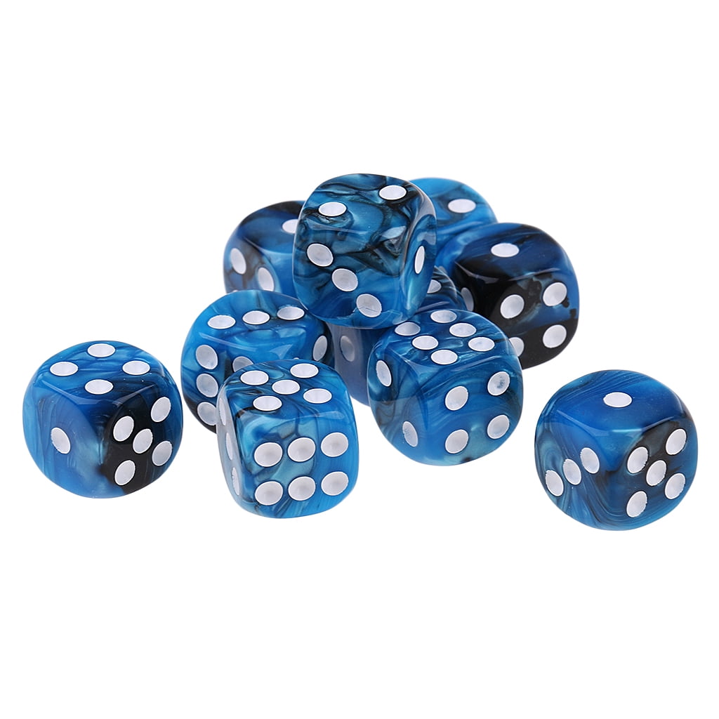 10 Six Sided D6 Acrylic Dice Acrylic Spot for  Red Black 