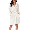 thumbnail image 2 of Ensembles de Pyjama pour Femmes, Couleur Unie, Manches Longues, Poche, Capuche, Pyjama en Peluche, Robe de Chambre, TTTG, 2 of 5