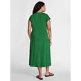 thumbnail image 2 of Terra & Sky Women's Plus Ruched Front Maxi Dress with Short Sleeves, Sizes 0X-5X, 2 of 4