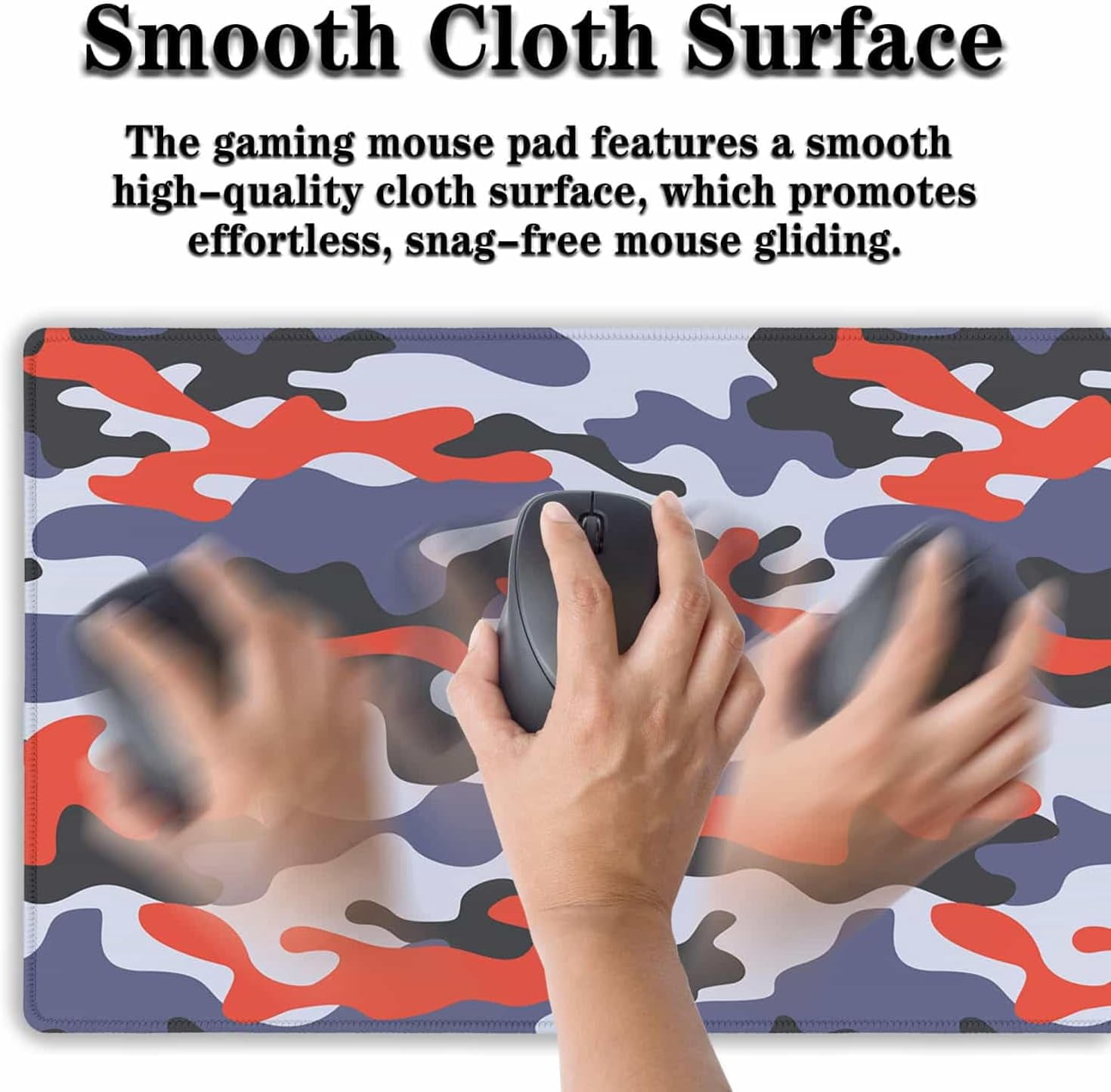 Keyboard Mouse Pad Blue Home Office Desk Pad Large Mousepads Computer Mat Keyboard Desk Mat Waterproof Non-Slip Rubber Base 35.4" X 15.7" for Game Office, Camouflage with Red Spots
