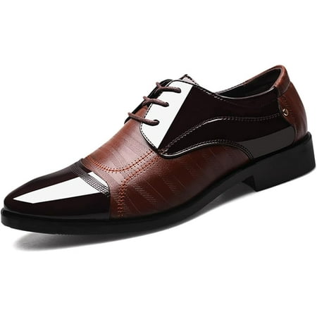 Mens Dress Shoes Oxford Shoes for Men Formal Pointed Lace Up Business Tuxedo Shoes