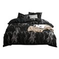 thumbnail image 1 of Juego de funda de edredón y funda de almohada de mármol suave, 2 uds., tamaño US-Twin, 168x229cm (negro), 1 of 8
