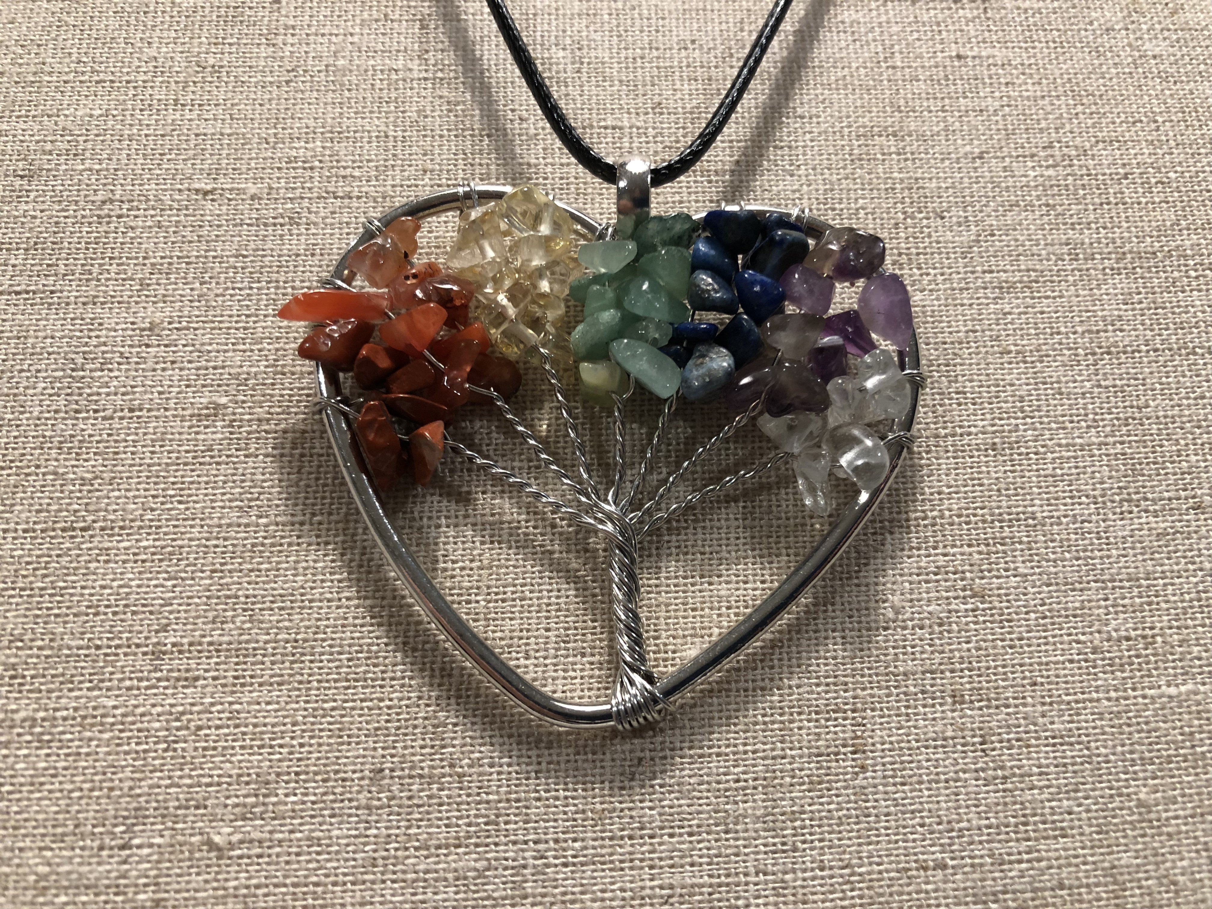 Chakra Tree of Life Quartz Teen Adult 17 19 inch Necklace Rainbow