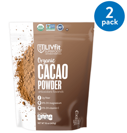 (2 Pack) Betterbody Foods LivFit Superfood Organic Cacao Powder, 1.0 Lb