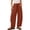 Orange, variant on Women's Linen Wide Leg Pants High Waist Solid Color Drawstring Loose Ankle Length Straight Leg Pants with Pockets Casual Summer Beach Travel Lounge Trousers