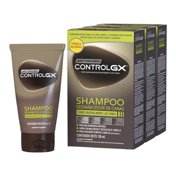 Just for Men Control Gx Shampoo Desvanecedor Progresivo De Canas, Paquete de 3, 118ml