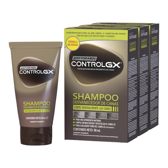 Just for Men Control Gx Shampoo Desvanecedor Progresivo De Canas, Paquete de 3, 118ml
