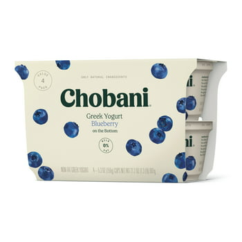 Chobani Non- Greek Yogurt, Blueberry on the Bottom 5.3 oz, 4 Count