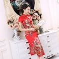 thumbnail image 4 of Características mejoradas del cheongsam largo HD con estampado digital, falda cheongsam ajustada, 4 of 6