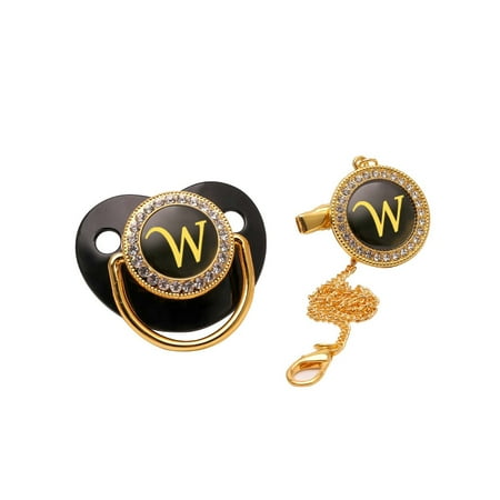 

QISIWOLE Baby Pacifier 26 Letter Name Initial Clip Silicone Infant Nipple Bling Newborn Pacifier clearance under 10