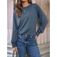 thumbnail image 5 of Blusas de Larga para Mujer, con Cuello Redondo Plisado, Informales, de Negocios, Ropa de Moda. Azul S, 5 of 6