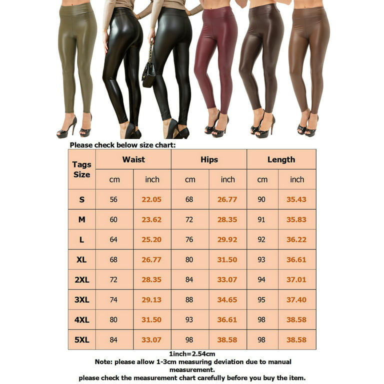 Frontwalk Ladies Sexy Stretch Leggings Tight Skinny PU Pants Women Tummy  Control Holiday Faux Leather Pant Black XL 