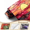 thumbnail image 4 of Wallpaper Handcrafted Stained Glass Sunset Scene Bold Colors Peel and Stick Wall Murals 100"H x 144"W Removable PVC Wall Paper Self-Adhesive Wall Paintings Art Decor for Bedroom Living Room, 4 of 7