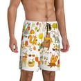 thumbnail image 2 of Kdxio Autumn Forest Animals Print Mens Sleep Shorts Bottoms Soft Comfy Pajama Wear Pants with Drawstring Pockets, 2 of 7