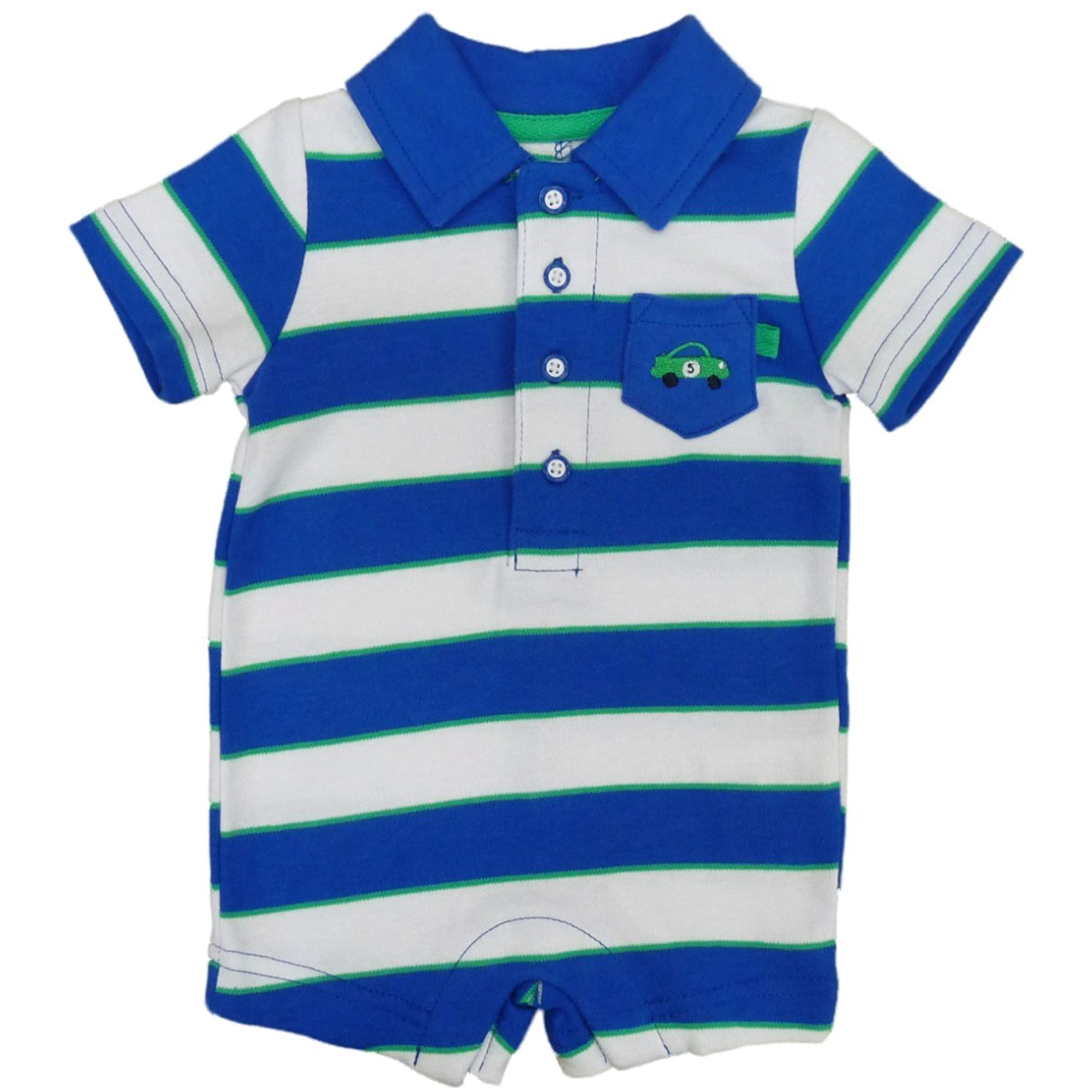 Wonders Infant Boys Blue Striped Outfit Race Car Romper Newborn | Walmart Canada