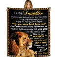 thumbnail image 1 of Gift to My Daughter Blanket from Dad Soft Cozy Personalized Flannel Throw Blanket Birthday Christmas Thanksgiving Gifts for Daughter Lion Letter Printed Quilts Custom Blanket 50"x60", 1 of 6