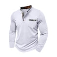 thumbnail image 4 of ZCFZJW Men's Long Sleeve Polo Shirt Casual Plaid Patchwork Dress Button Polo T Shirt with Pocket Basic Lightweight Collared Golf Shirt White M, 4 of 8