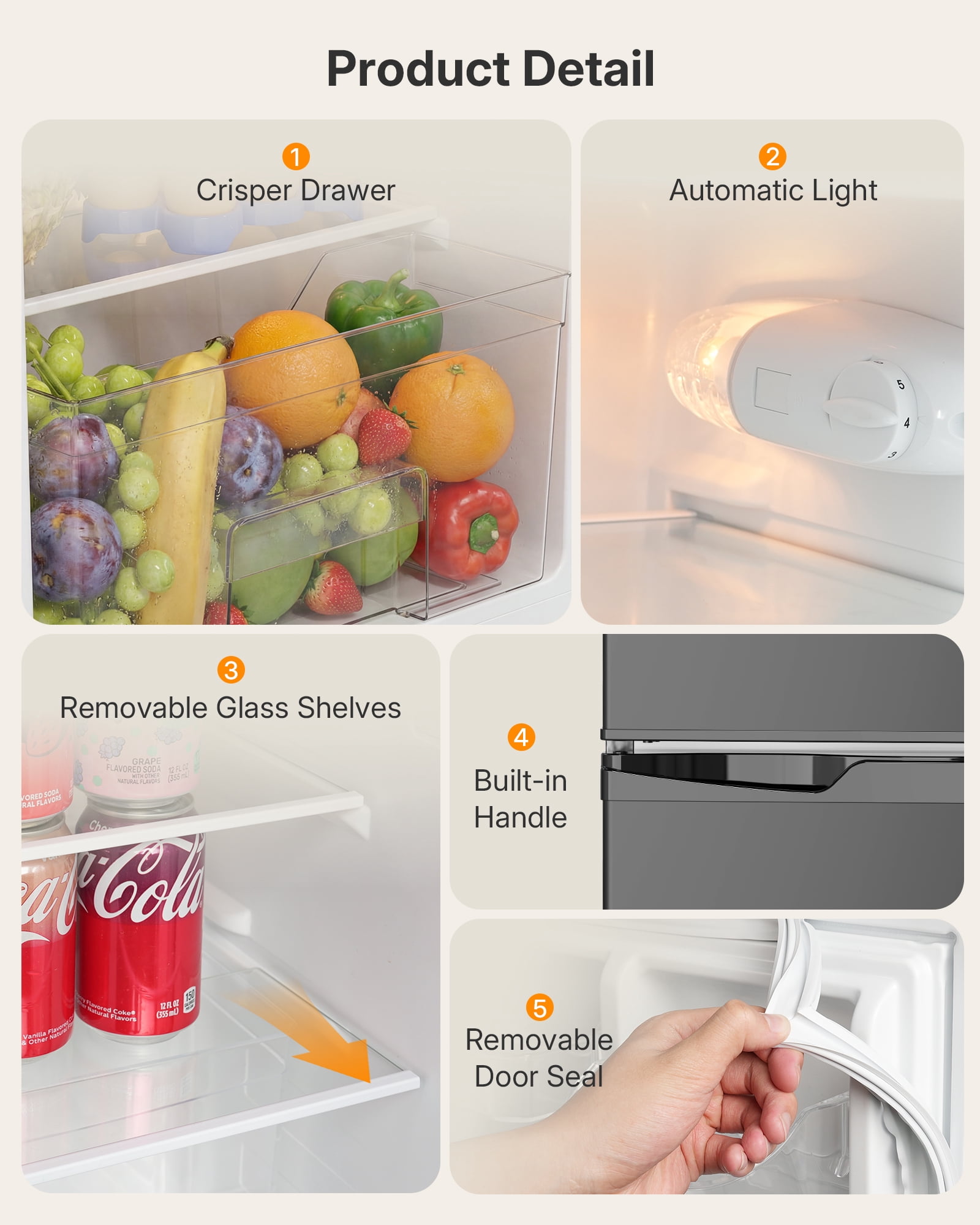 Upstreman 3.1 Cu. Ft Compact Refrigerator with Freezer, Double Door Mini Fridge Cooler Small Refrigerator, Adjustable Thermostat, Energy Star, Low Noise, Black TM31