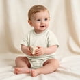 thumbnail image 2 of biudgviw Baby Boy Girl Onesie Romper Infant Plain Oversize T-Shirt Casual Round Neck Short Sleeve Bodysuit Cotton Summer Clothes(Beige,0-3 Months), 2 of 6