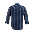 thumbnail image 2 of Coevals Club Men's Western Cowboy Long Sleeve Pearl Snap Casual Plaid Work Shirts Black Blue 31 3X-Large, 2 of 3