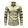 thumbnail image 6 of Zivyakyro Button down Shirts for Men Big and Tall Striped Golf Fall Long Sleeve Collared Shirt Casual Khaki 2XL, 6 of 8