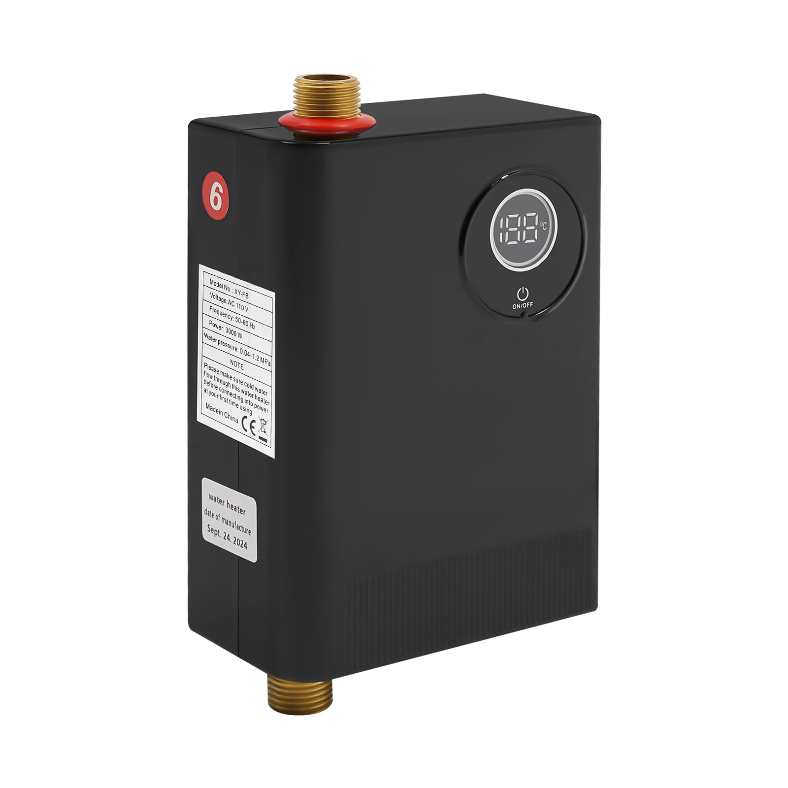 3000W  Electric Water Heater,110V Tankless Water Heater Under Sink with Memory Function & LED display,82.4-131°F Adjustable High Safety Mini Instant Electric Water Heater for Kitchen,Toilet (Black)