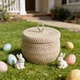 thumbnail image 4 of AURIGATE Cotton Rope Storage Basket with Lid, 9x7in Beige Woven Organizer Basket for Home Kitchen Decor, 4 of 6